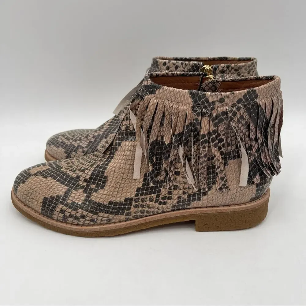 NEW KATE SPADE x SAKS Boots Bestie Fringe Bootie Snakeskin Zipper Size 7 NWOT